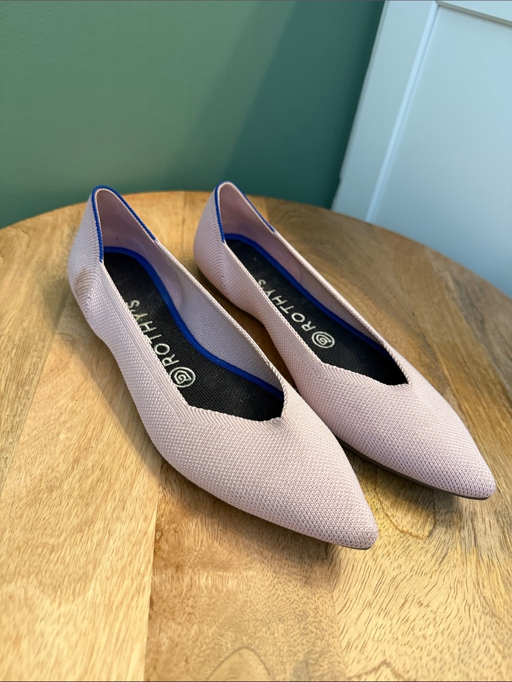 Rothy's Pointed Knit Flats in Light Pink